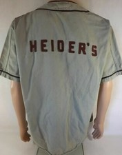 CAMISETA DE BÉISBOL USADA VINTAGE DEL JUEGO C. AÑOS 50 HEIDER'S ¡BUEN ESTADO Y DESGASTE!