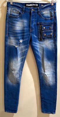Billionaire Boys Club Distressed Helmet Logo Denim Pants Size 30x31 New
