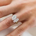 4CT Toi et moi Engagement Moissanite Ring White Two Stone 14K Yellow Gold Plated