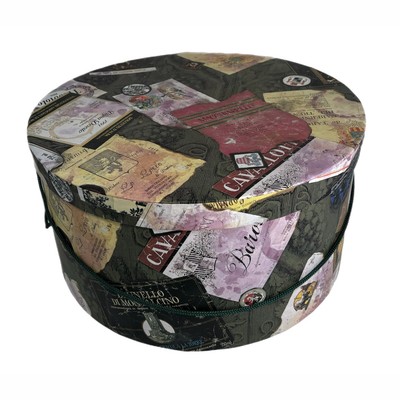 Nesting Wine Label Hat Box 14x7 Cord Handle Cardboard Pier One