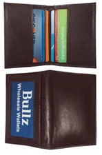 Men's New Thin Brown Bifold Genuine Leather Wallet ID Credit Card Money Holder.
