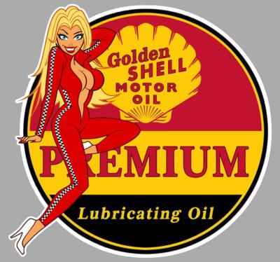 SHELL PREMIUM Right Pin Up Right Laminated Vinyl Sticker