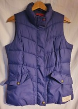 Joules Gilet US 8 Purple/Blue Puffer Jacket Full Zip Quilted Body Warmer Womens