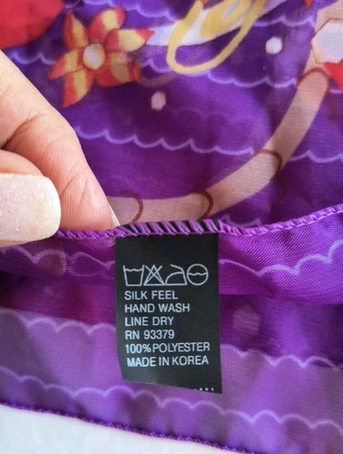 Brightly Colored Red w/ Purple Hats, Silk Feel Scarf 55" x 14" Oblong 20 x 58" - Picture 5 of 6