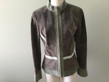 Doncaster Sport Suede Leather Women’s Jacket Long Sleeve Zipper Front 8 Green