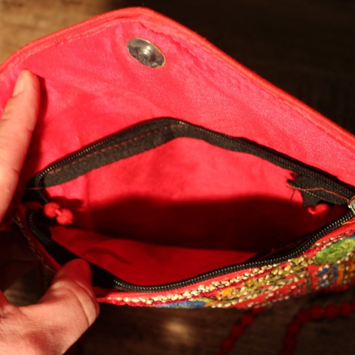 Handgefertigte Clutch Handtasche indischer Elefant mit Schmucksteinen Umschlag faltbar - Bild 8 von 10