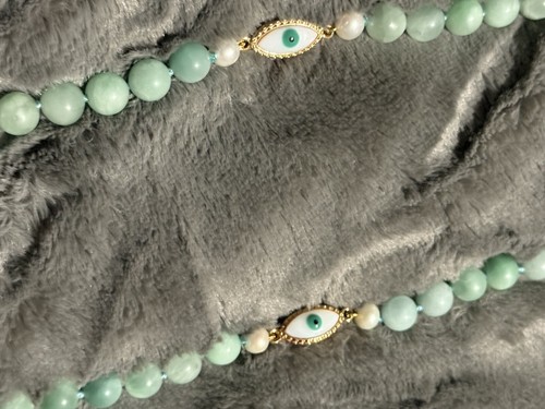 Stunning Bower Haus Bowerhaus Jade & Pearl Long Necklace - Picture 15 of 15