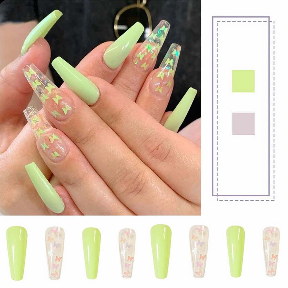 Light 2024 green nails