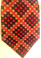 Vintage YVES SAINT LAURENT Red Silk Tie YSL Black Gold Plaid Check Spain Men’s