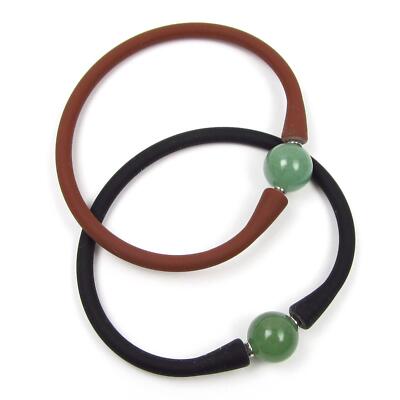 7.5'' Natural Green Jade Bead Stretchable & Flexible Bangle Bracelet