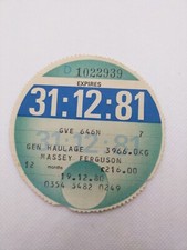 General Haulage Massey Ferguson LVLO 1981 Old Original Road Car Tax Disc Discs