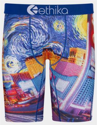 Ethika the Staple NIGHT Swirls Buildings Logos Long Boxers Men's NWT