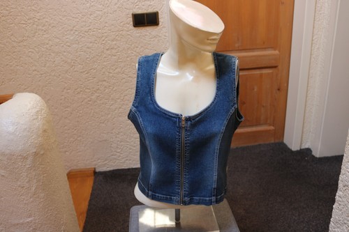 #Jeans-Weste ohne Kragen, Gr. 38, #dunkelblau, #Kenny S., #Stretch