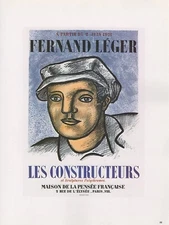 1989 VINTAGE "FERNAND LEGER" CONSTRUCTEURS MOURLOT MINI POSTER COLOR Lithograph
