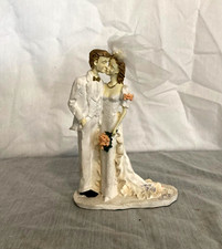 Vintage Wedding Cake Topper 1950s Chalkware Bride and Groom 8" Figurine - Rare!!