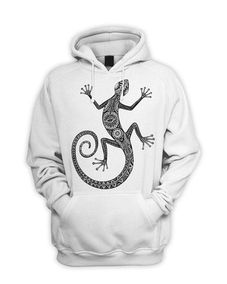 Tribal Lizard Tattoo Herren Tasche Pocket Hoodie - Hipster Design