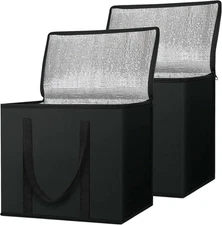 2pk Insulated Reusable Grocery Bags Collapsible Cooler Bag For Groceries Heavy D