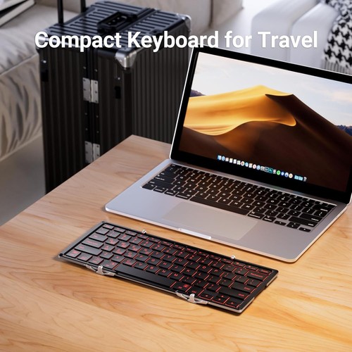 iClever Backlit Foldable Keyboard, BK05 Wireless Folding Keyboard with Silver  - Picture 8 of 8