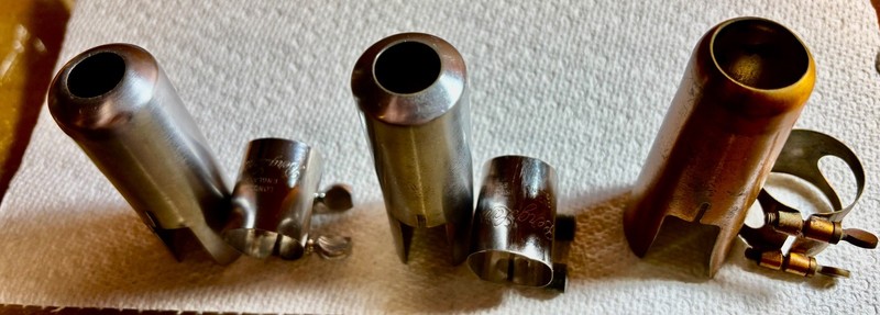 THREE BERG LARSEN ALTO SAXOPHONE CAPS & LIGATURES