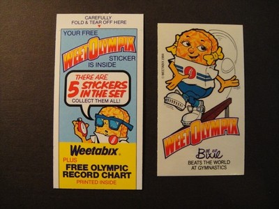 WEETABIX CEREAL WEETOLYMPIX SPORTKARTEN STICKER BIXIE DER TURNER 1985