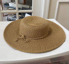 Women's Beige Straw Sun Hat Wide Brim Solid Beach Casual Travel Spring Summer