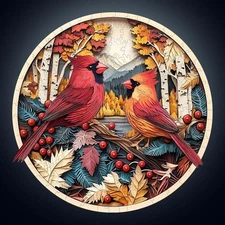 Wooden Puzzles for Adults - Colorful Cardinal Puzzle, Unique Shape Wooden Jigsaw