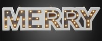 "Led Schild Holz \"Merry\" 37 Led Warmweiß Beleuchtet Weihnachten Deko Winter Tisch"