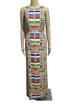 MARA HOFFMAN Maxikleid geometrisch mehrfarbig ärmellos Säule UK 6 US 2 EUC