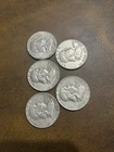 (5) Franklin Half Dollar Coins - 90% Silver