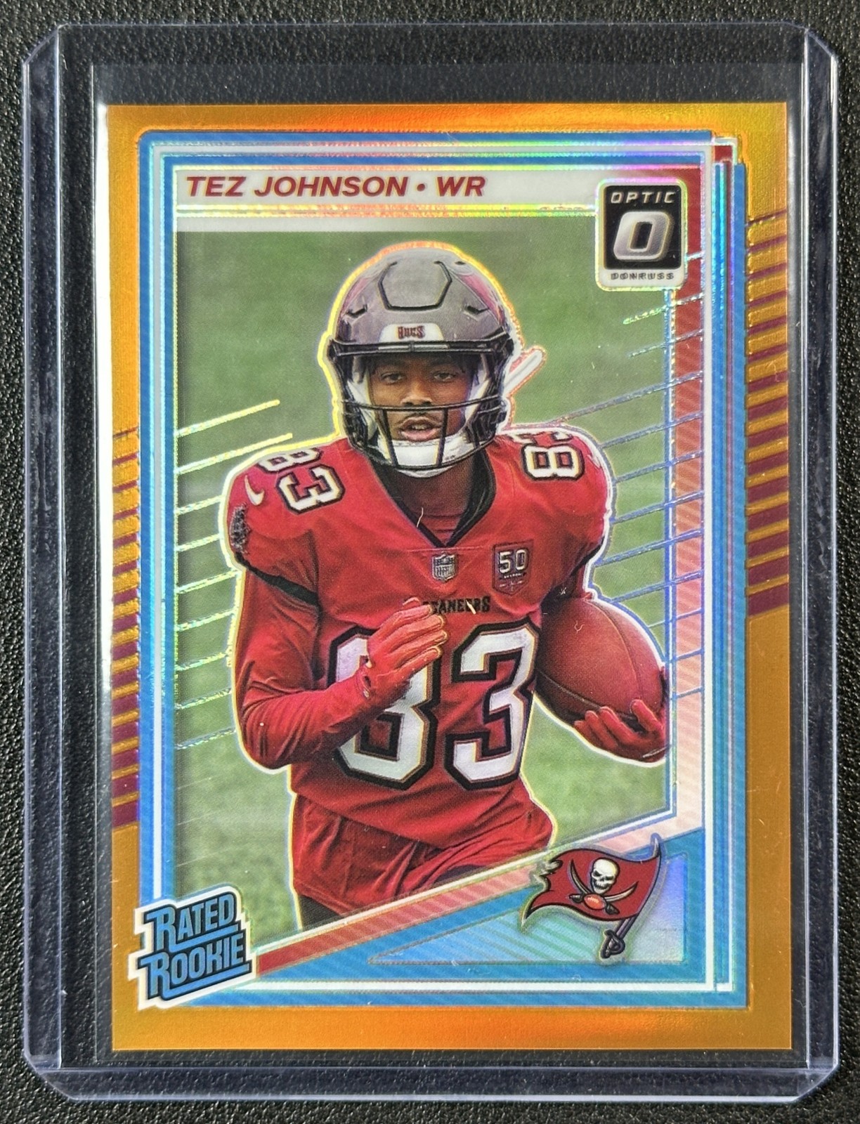 TEZ JOHNSON 2025 PANINI DONRUSS OPTIC #231 RATED ROOKIE ORANGE PRIZM 282/299