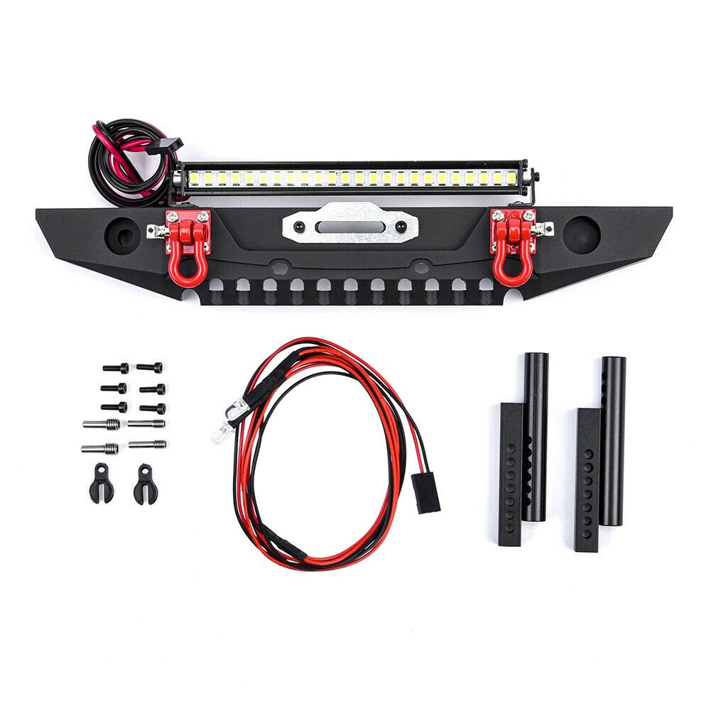 Front Bumper With Led Light For Axial Scx10 & Scx10 Ii 90046 Trx4