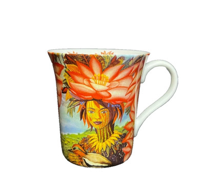 Konitz Germany Porcelain Floral Exotic Lady Dawn Collectible Coffee Mug Cup 12oz