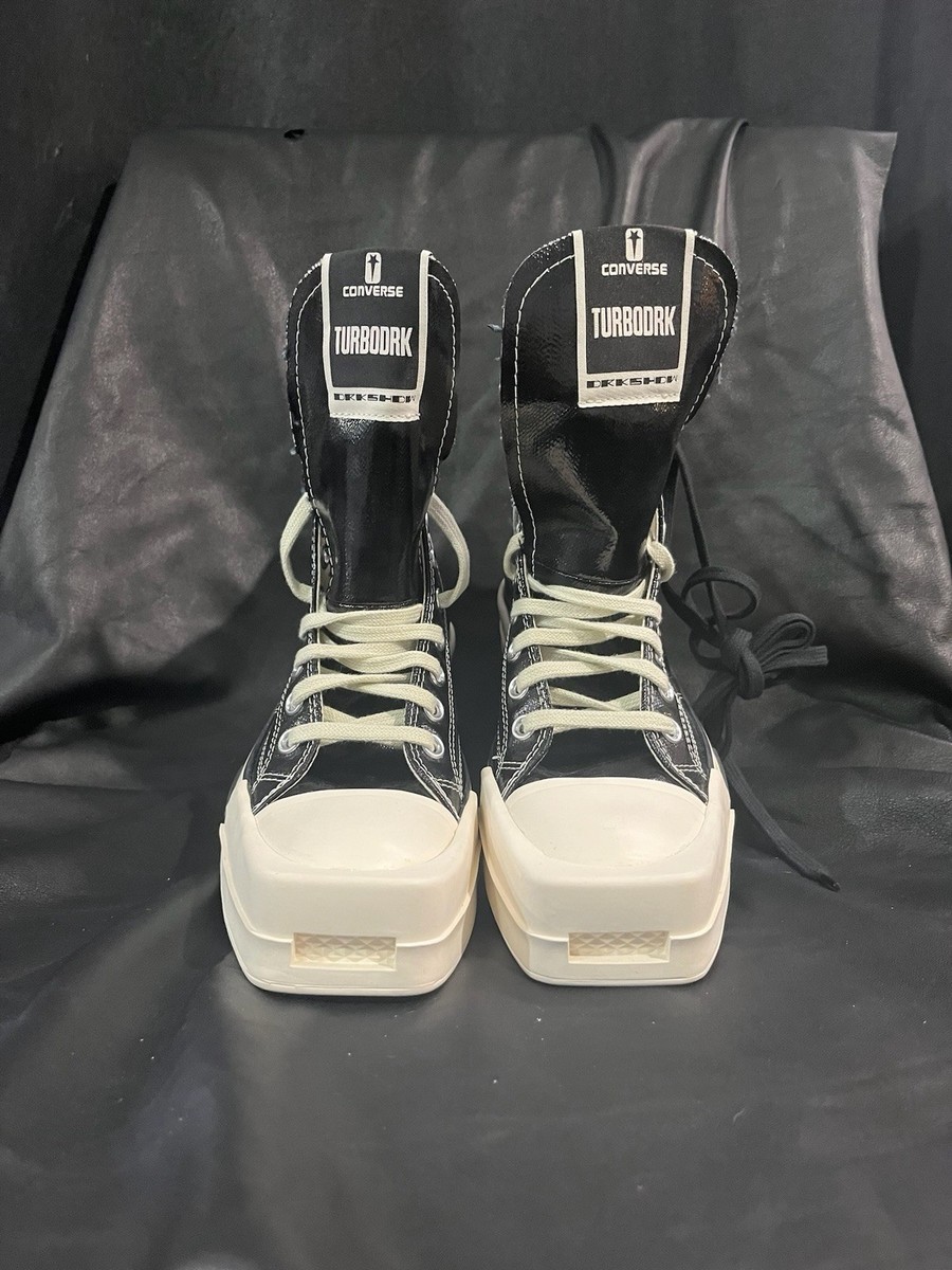 Size 8- Rick Owens x Converse TURBODRK Chuck 70 High Black Lacquer