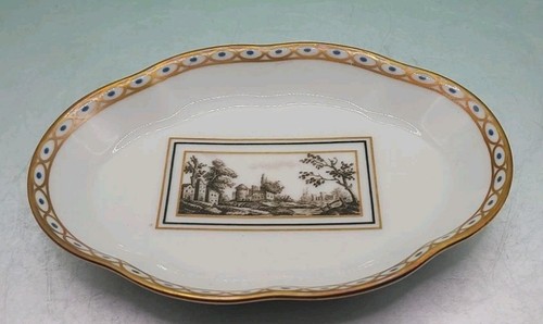 Richard Ginori Landscape Fiesole Impero Scalloped Trinket Pin Dish Italy 4.5"