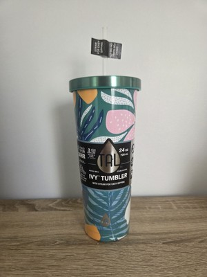 Tal Ivy Stainless Steel Tumbler - 24 oz - Green Tropical - NEW! - Cold for 24 hr