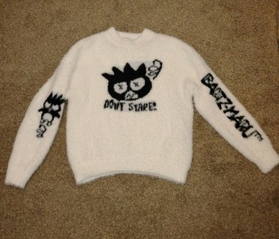 Hello Kitty x Forever 21 Badtz Maru Don't Stare Fuzzy Sweater Medium 