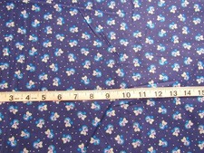 1 yd 100 Cotton Fabric Keepsake Calico Dark Blue with Pink Blue Lilac Flowers