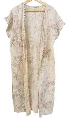 Elena Baldi Women's Beach Cover Up Duster Boho Festival Italian Linen OS/M-L
