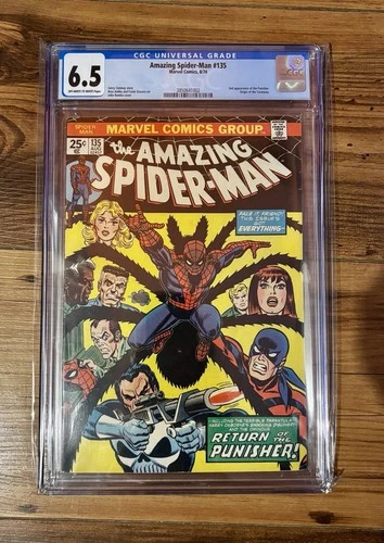 Amazing Spider-Man #135: CGC 6.5 ~ 2nd Appearance Punisher.  (1974)