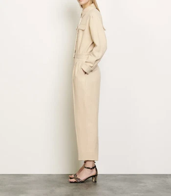 Sandro Paris Combinaison Femme Beige en Coton et Lin SFPCO00082 T40 L T3 - Photo 1/4