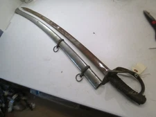 US CIVIL WAR CAVALRY SWORD CONFEDERATE? & SCABBARD GERMAN IMPORT MARKED R &C 124