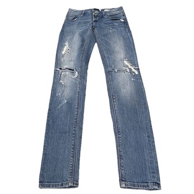 Fracomina Beyonce Super Slim Destructed Sequin Stud Combo Stretch Jeans Size 26