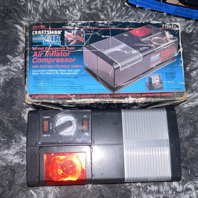 #ad Vintage Craftsman Sears Air Inflator Compressor W Multi Use Flashlight And Box $40.00