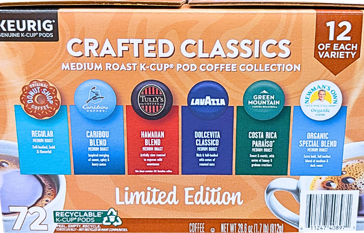 Crafted Classics Medium Roast Variety Pack 72 Count K-Cup Pods EXP