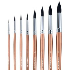 Transon 8pcs Round Watercolor Paint Brush Set Goat Hair 8pcs, Champagne