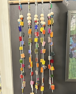 OOAK Assemblage Art Signed Origin Art Stained Glass Mosaic Handmade Hanging 28 