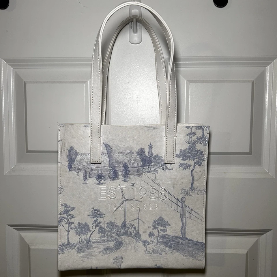 Ted Baker London 婴儿蓝色和白色风景印花女式手提包/包 Sm/Med — 第 3/4 张图片