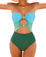 Piece Swimsuit for Women Tummy Control Strapless Bathing Suit Halter High Wai...