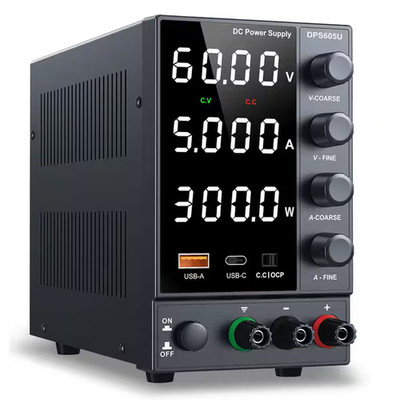 0-60V 0-5A DC Power with 5V 3. 6A USB & Type-C Quick-Charge & Encoder Knob, Adju