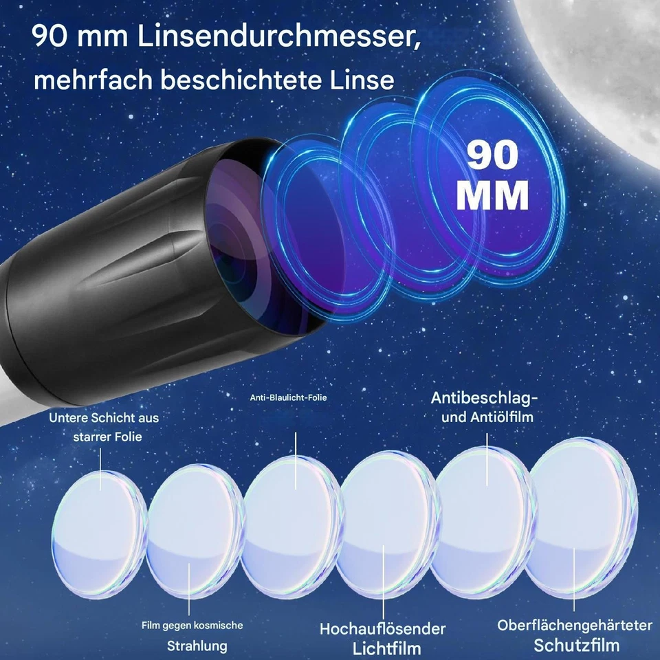 Teleskop Spiegelteleskop Reflektor Astronomie Set - Bild 2 von 4